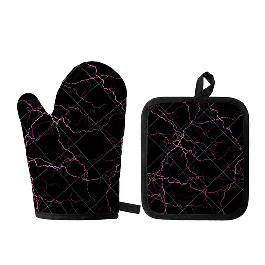 Purple Lightning Print Oven Mitt And Pot Holder Set