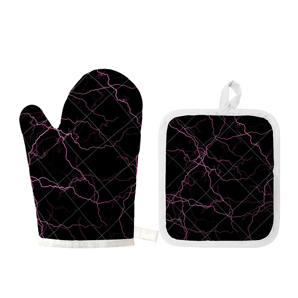 Purple Lightning Print Oven Mitt And Pot Holder Set