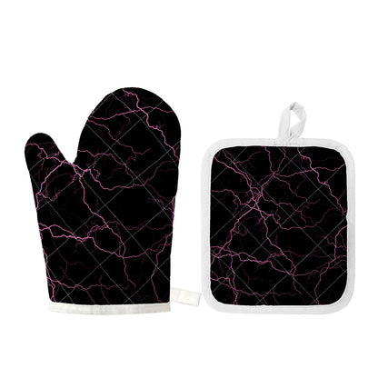 Purple Lightning Print Oven Mitt And Pot Holder Set