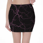 Purple Lightning Print Pencil Mini Skirt