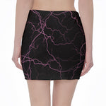 Purple Lightning Print Pencil Mini Skirt