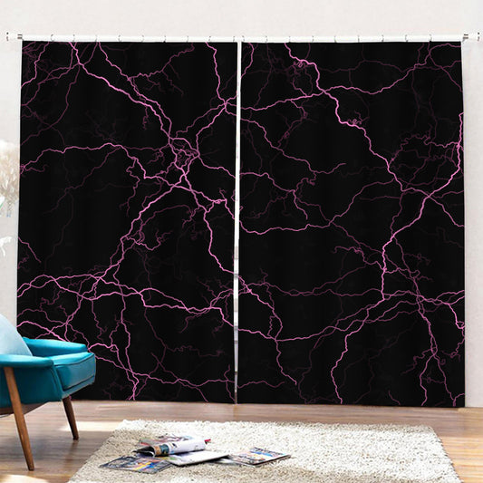 Purple Lightning Print Pencil Pleat Curtains
