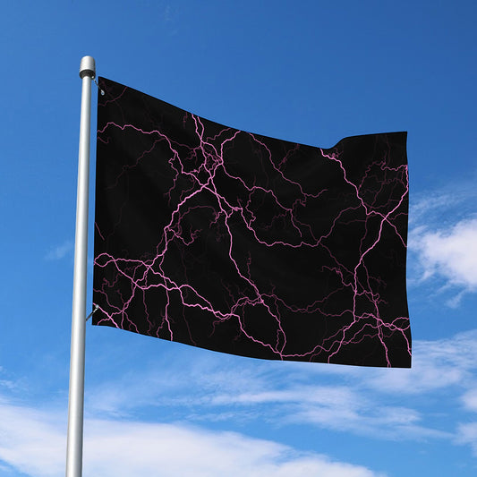 Purple Lightning Print Polyester Flag