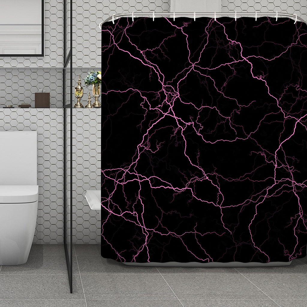 Purple Lightning Print Polyester Shower Curtain