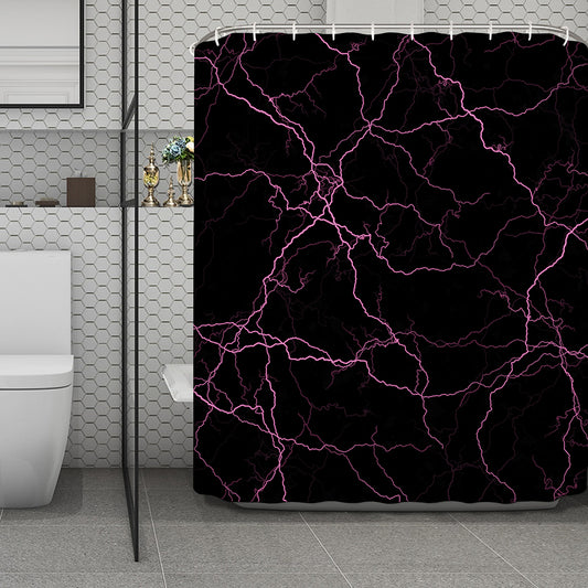 Purple Lightning Print Polyester Shower Curtain