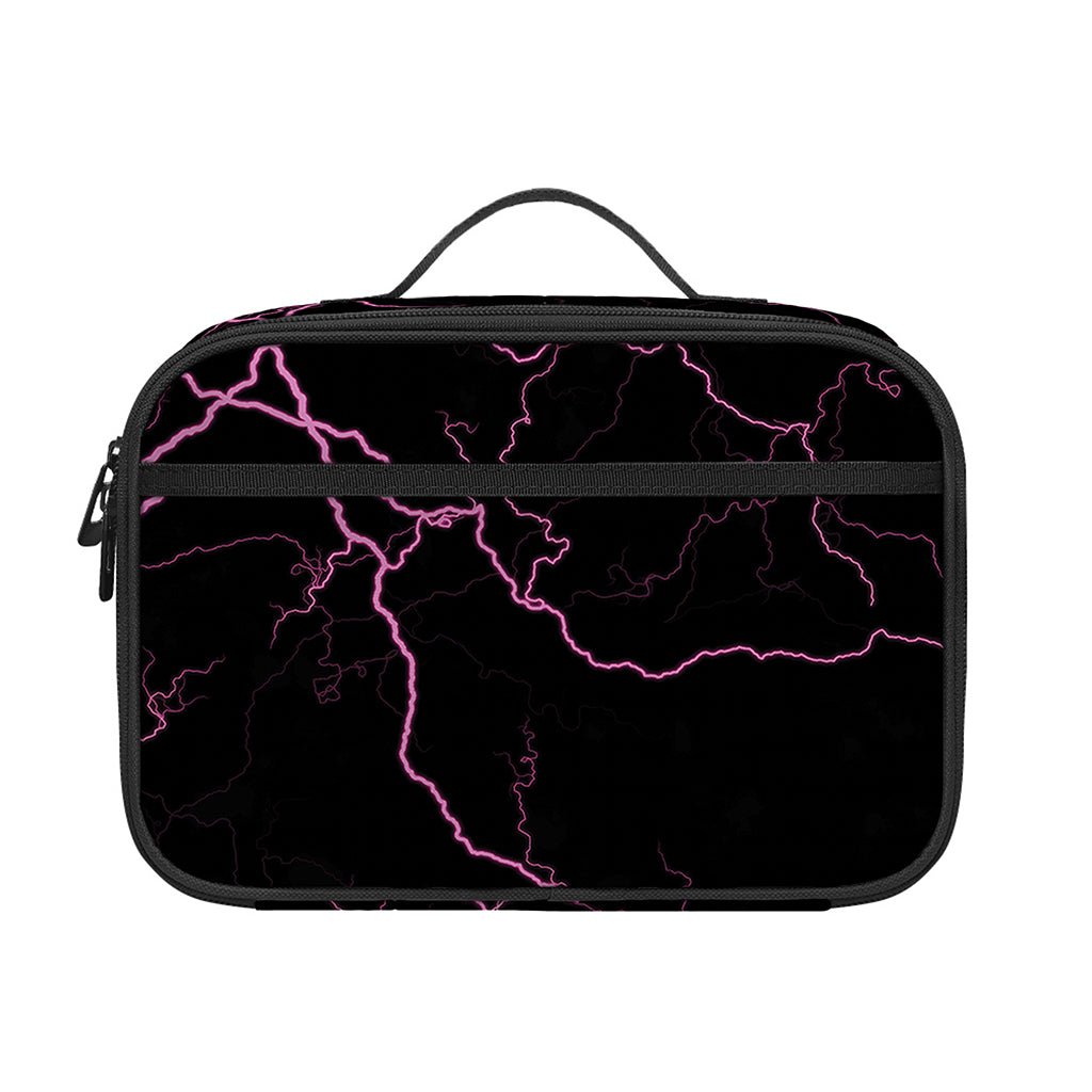 Purple Lightning Print Portable Lunch Bag