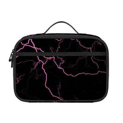 Purple Lightning Print Portable Lunch Bag