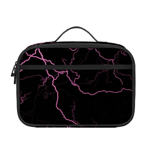 Purple Lightning Print Portable Lunch Bag