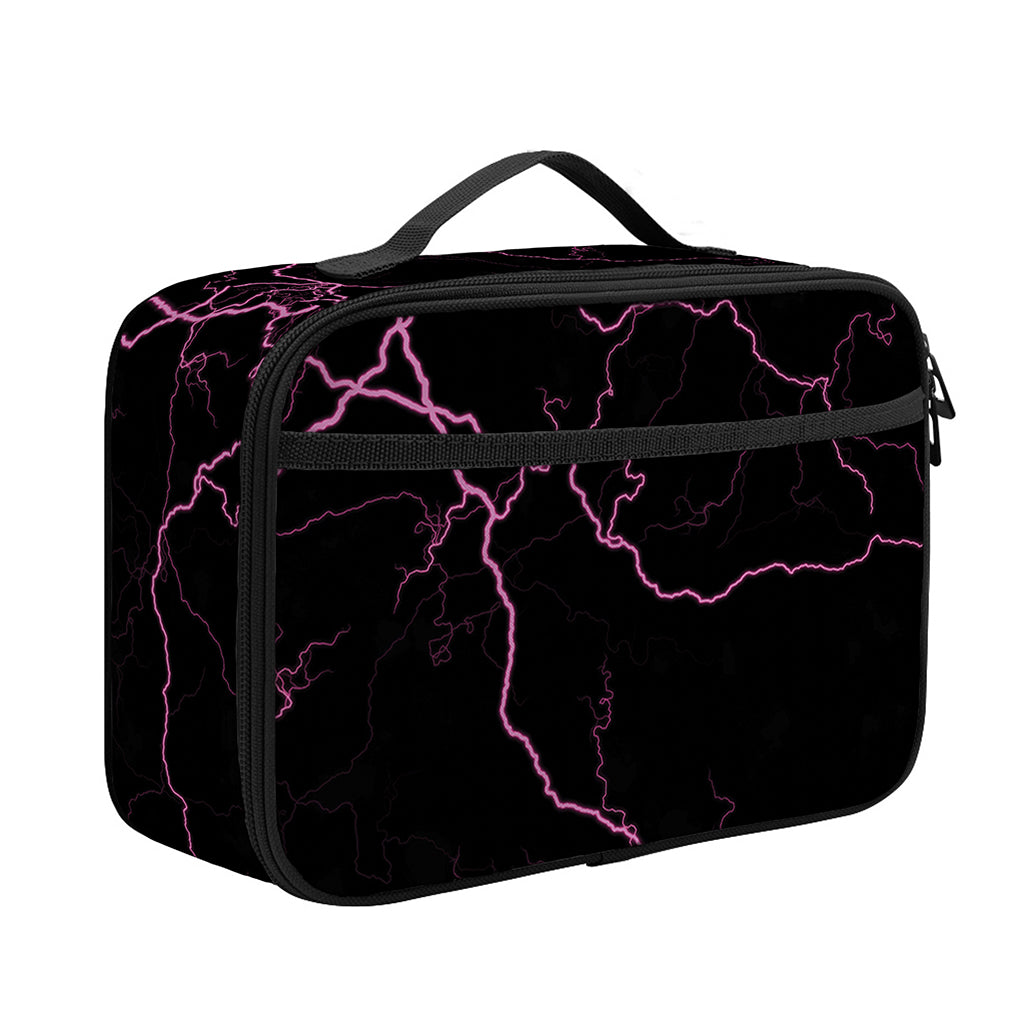 Purple Lightning Print Portable Lunch Bag