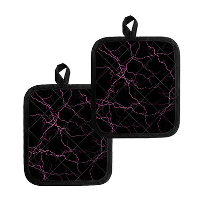 Purple Lightning Print Pot Holders