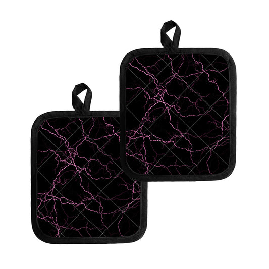 Purple Lightning Print Pot Holders