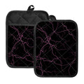 Purple Lightning Print Pot Holders With Pocket