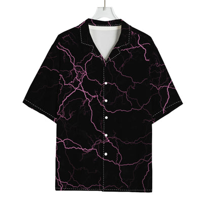Purple Lightning Print Rayon Hawaiian Shirt