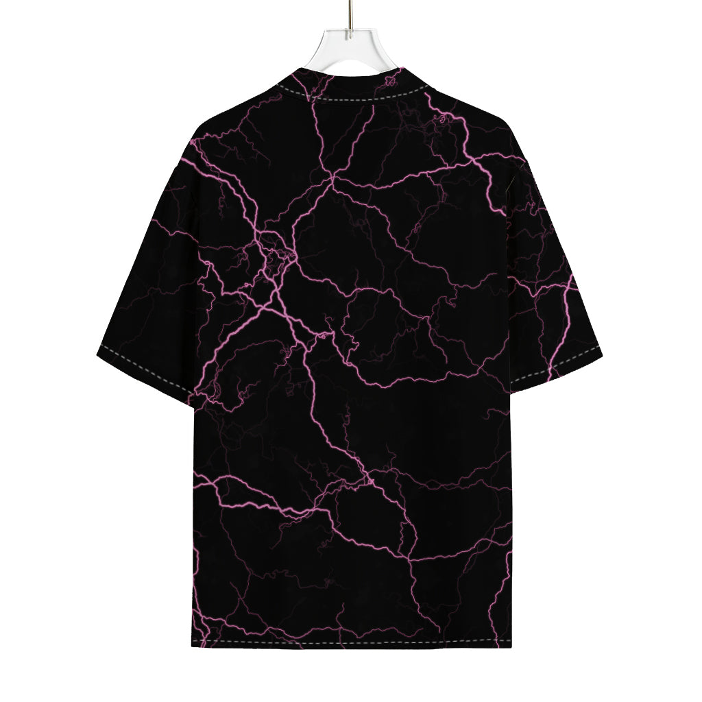 Purple Lightning Print Rayon Hawaiian Shirt