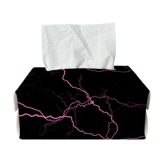 Purple Lightning Print Rectangle Tissue Box Cover