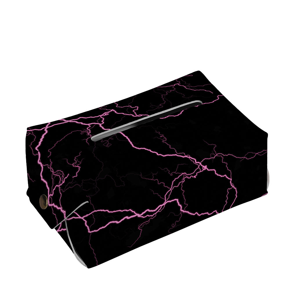 Purple Lightning Print Rectangle Tissue Box Cover