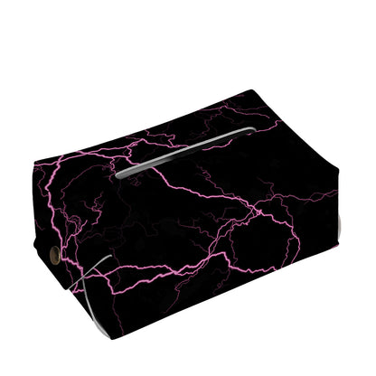 Purple Lightning Print Rectangle Tissue Box Cover