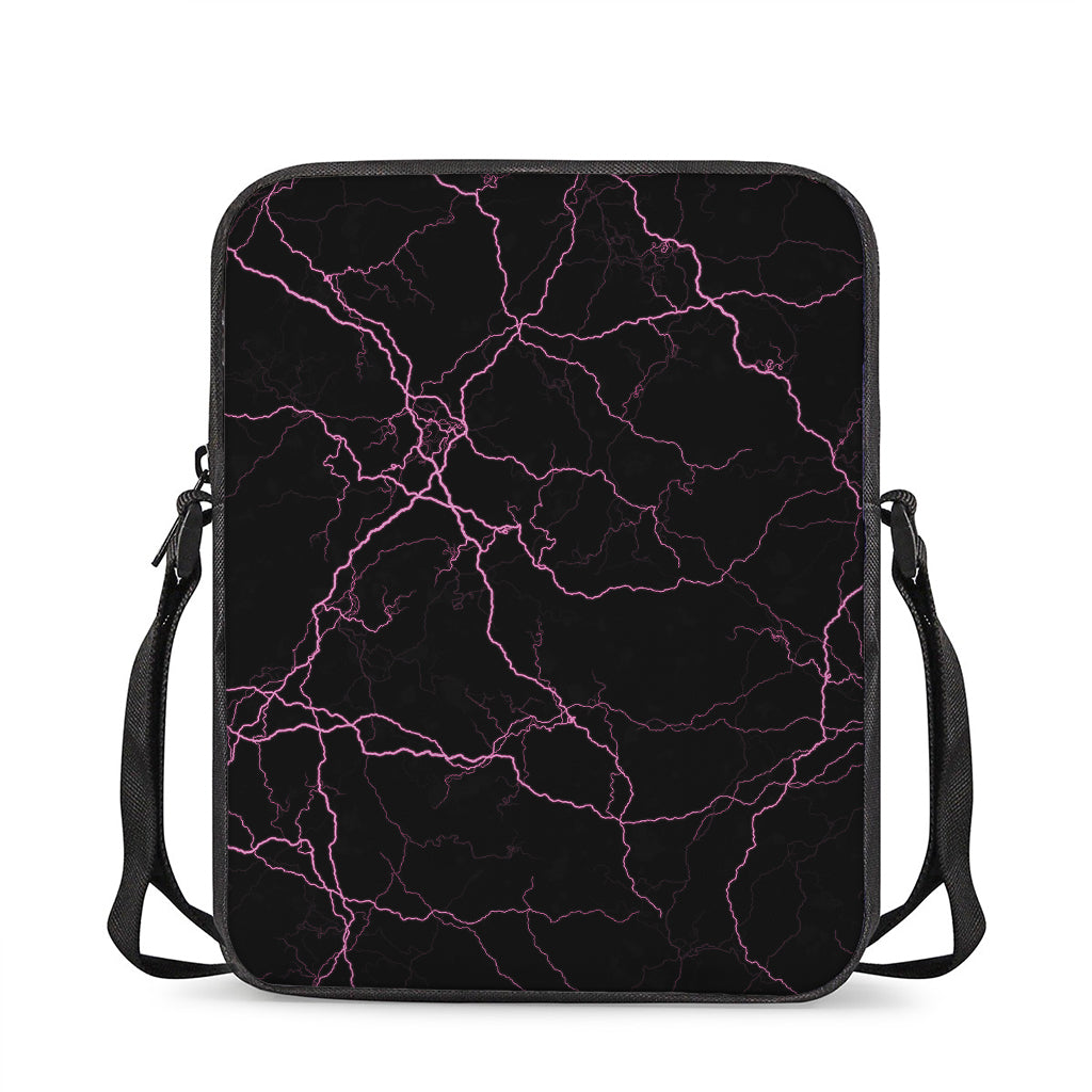 Purple Lightning Print Rectangular Crossbody Bag