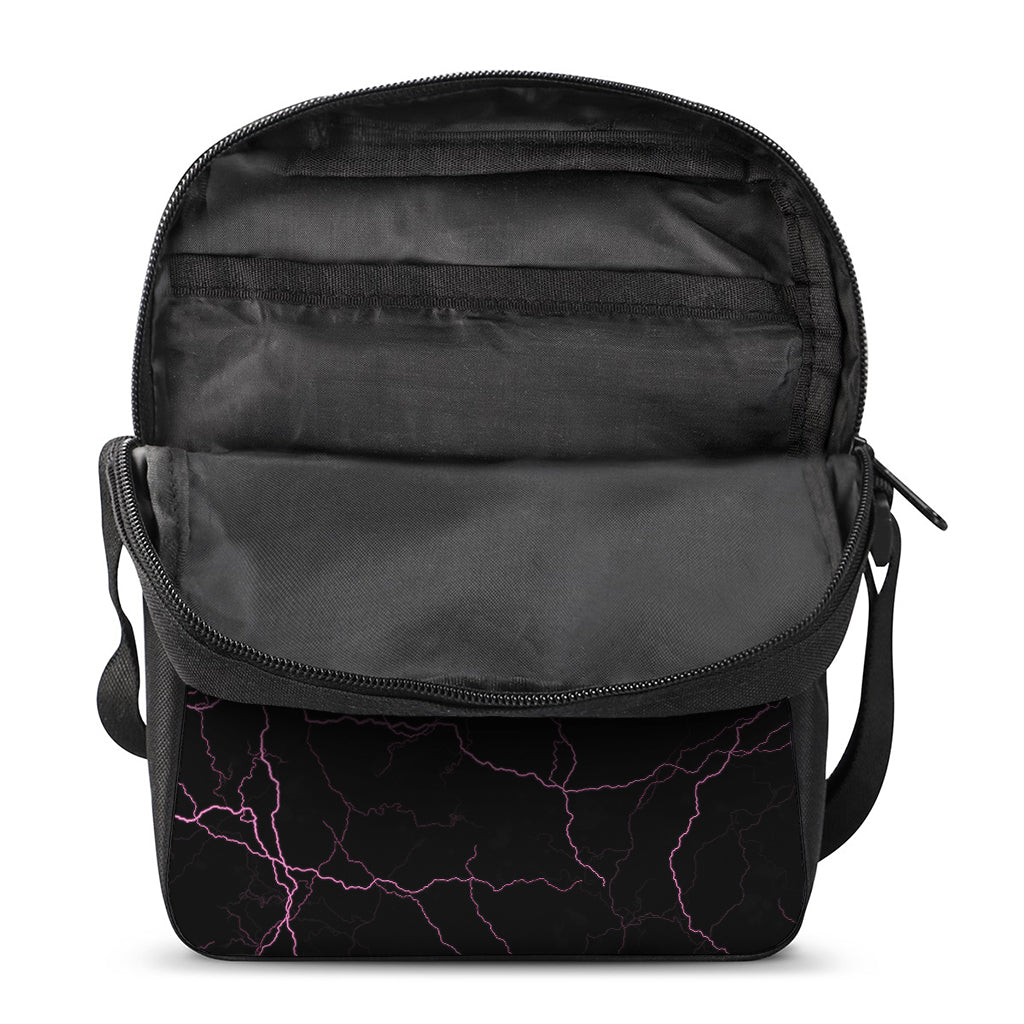 Purple Lightning Print Rectangular Crossbody Bag