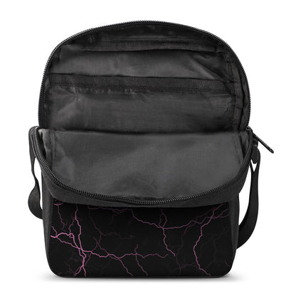 Purple Lightning Print Rectangular Crossbody Bag