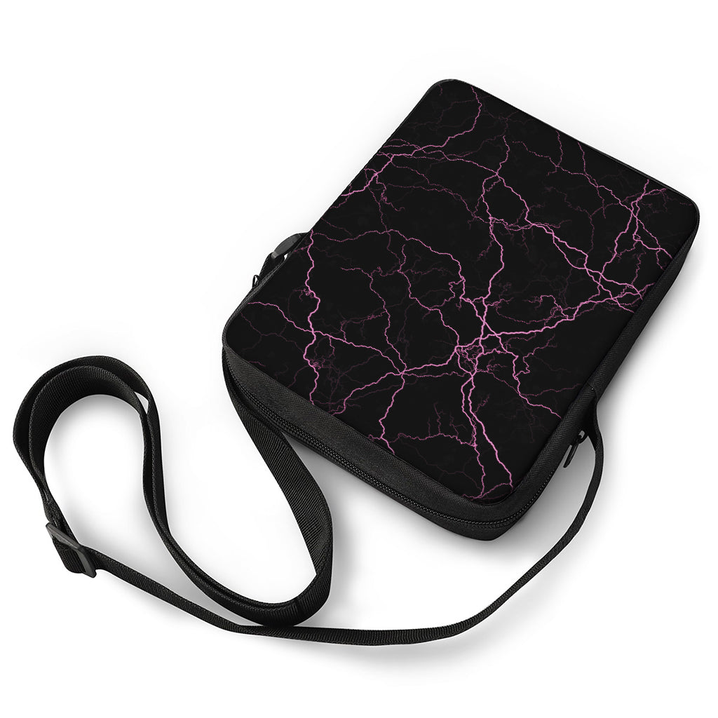 Purple Lightning Print Rectangular Crossbody Bag