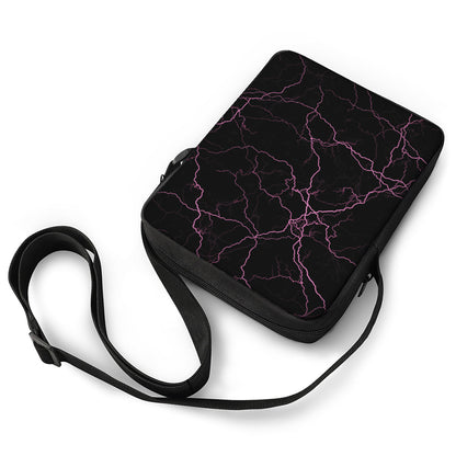 Purple Lightning Print Rectangular Crossbody Bag