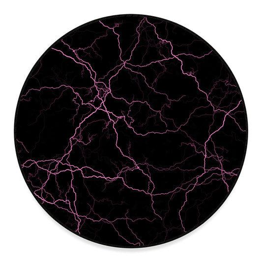 Purple Lightning Print Round Floor Mat