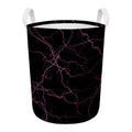 Purple Lightning Print Round Laundry Basket