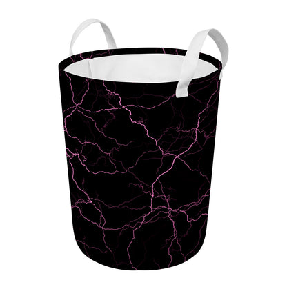 Purple Lightning Print Round Laundry Basket
