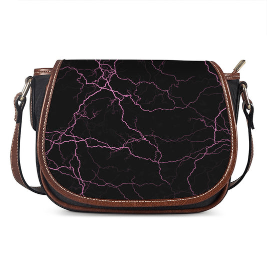 Purple Lightning Print Saddle Bag