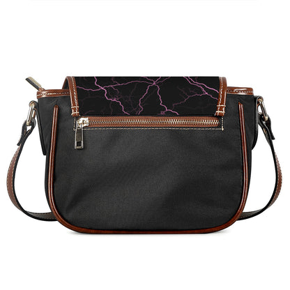 Purple Lightning Print Saddle Bag