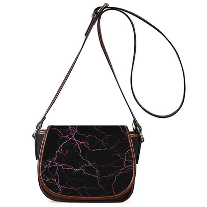 Purple Lightning Print Saddle Bag
