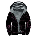 Purple Lightning Print Sherpa Lined Zip Up Hoodie