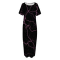 Purple Lightning Print Short Sleeve Long Nightdress