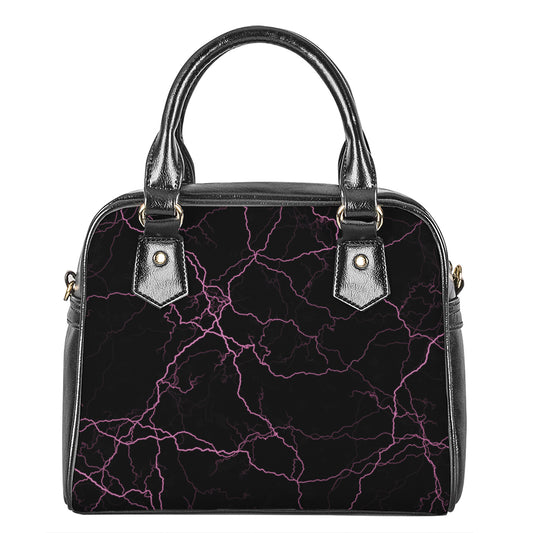 Purple Lightning Print Shoulder Handbag