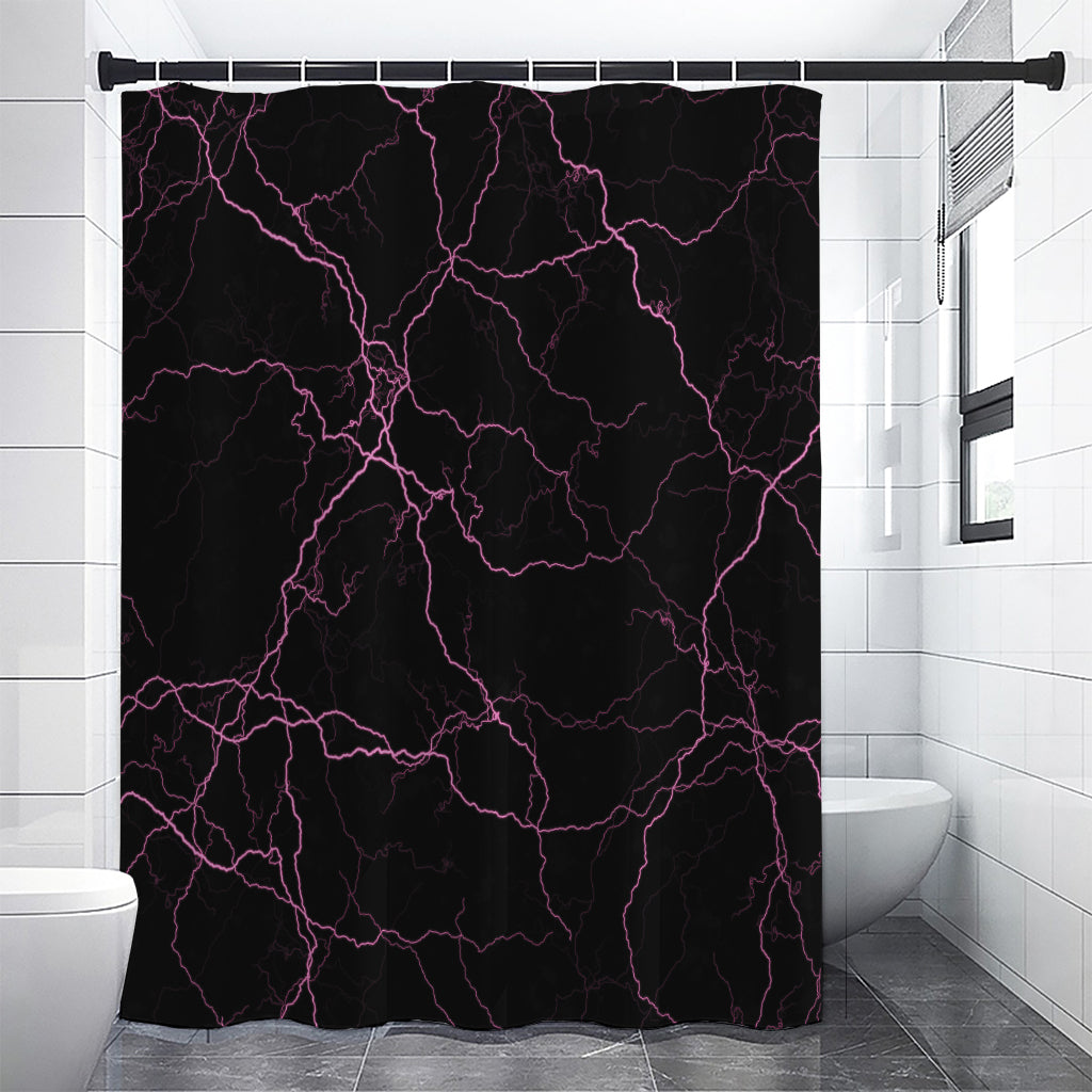 Purple Lightning Print Shower Curtain