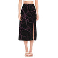 Purple Lightning Print Side Slit Midi Skirt