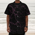 Purple Lightning Print Textured Short Sleeve Shirt