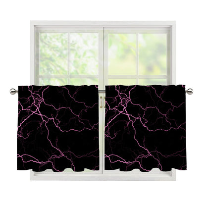 Purple Lightning Print Tier Curtains