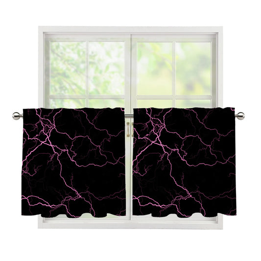 Purple Lightning Print Tier Curtains