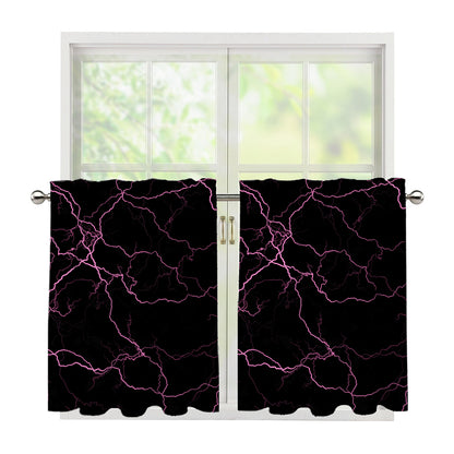 Purple Lightning Print Tier Curtains