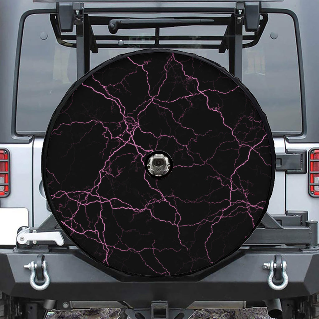 Purple Lightning Print Tire Cover With Camera Hole