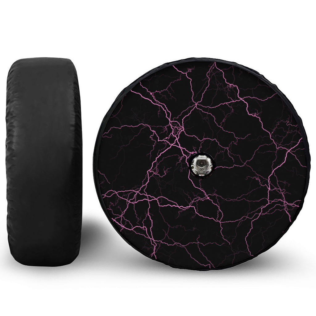 Purple Lightning Print Tire Cover With Camera Hole