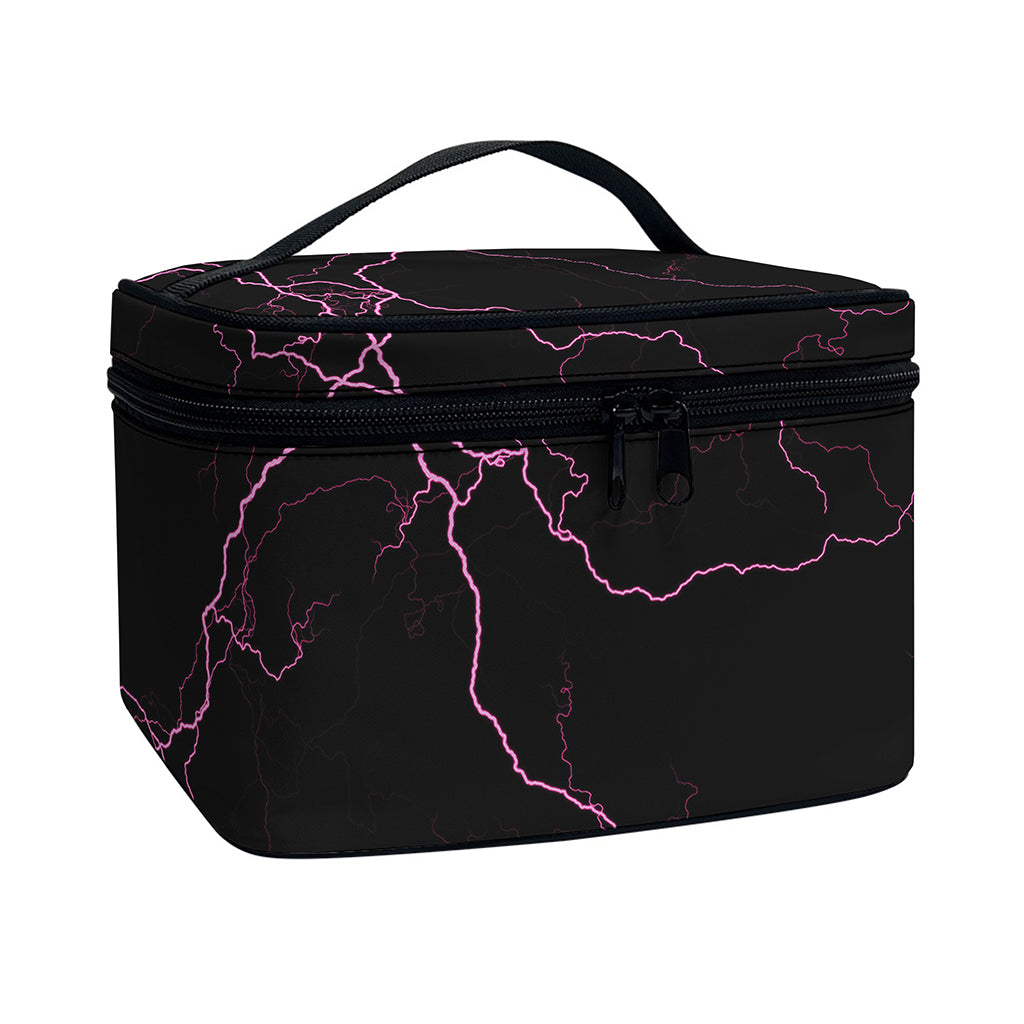 Purple Lightning Print Travel Makeup Bag