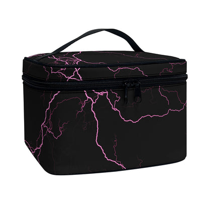 Purple Lightning Print Travel Makeup Bag