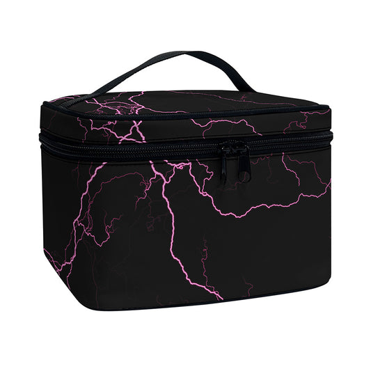 Purple Lightning Print Travel Makeup Bag