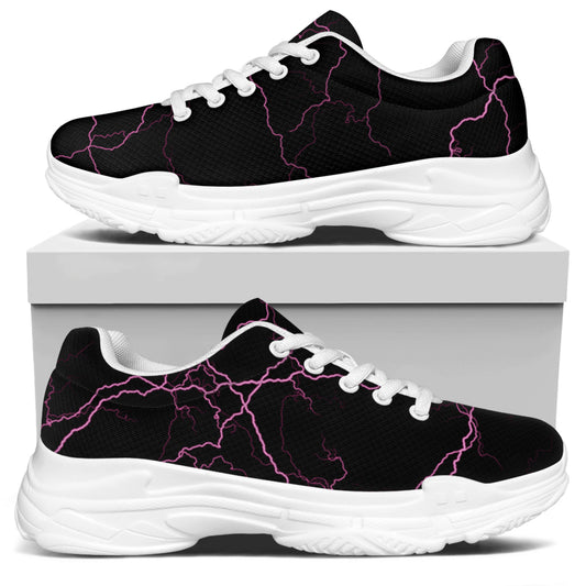 Purple Lightning Print White Chunky Shoes