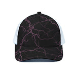 Purple Lightning Print White Mesh Trucker Cap
