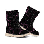 Purple Lightning Print Winter Boots