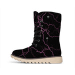 Purple Lightning Print Winter Boots